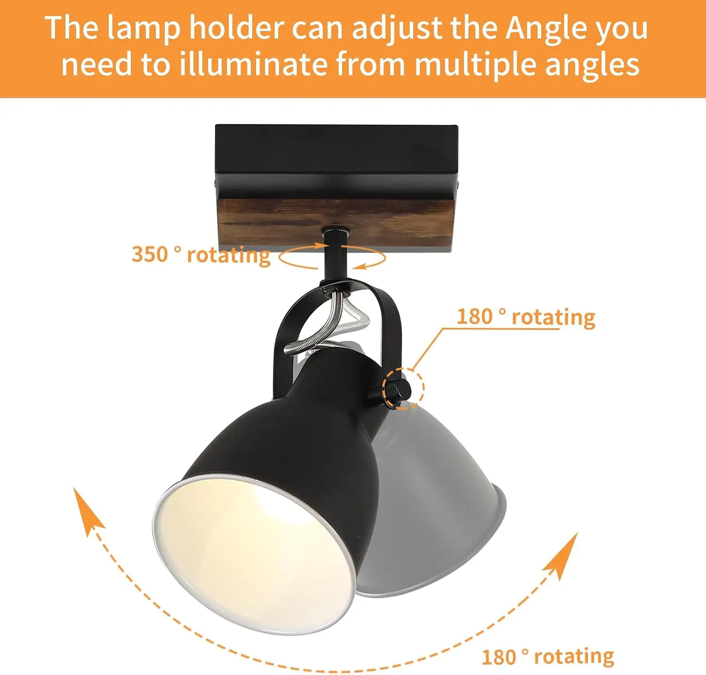 1-Light Farmhouse Track Lighting Kit - Black Flush Mount Ceiling Light w/ Rotatable Head for Kitchen, Bedroom & Hallway (2-Pack)