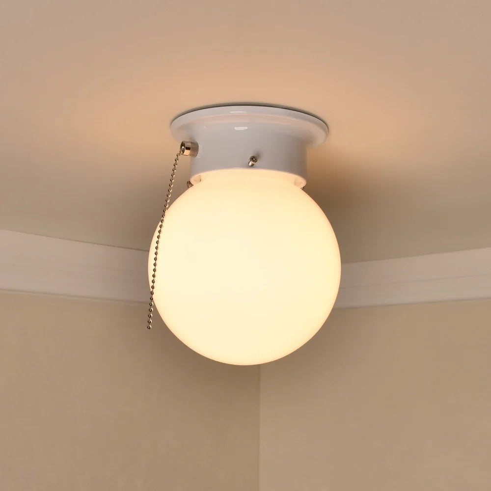 5.9 Inch Flush Mount Ceiling Light Metal Fixture Frosted Glass Shade Easy Installation Suitable Low Ceilings Hallway Living Room