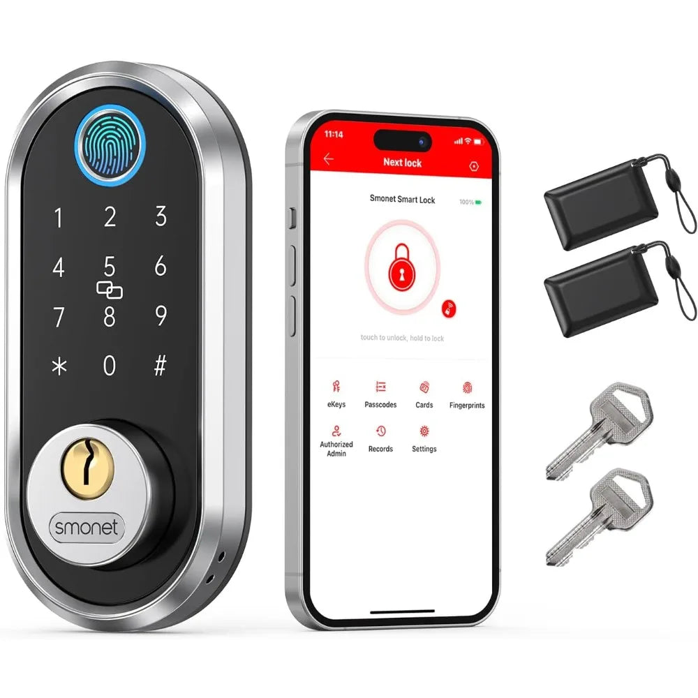 Keypad Smart Door Lock - Fingerprint Keyless Entry Door Lock, Electronic Touchscreen Deadbolt for Front Door, App Remote Control