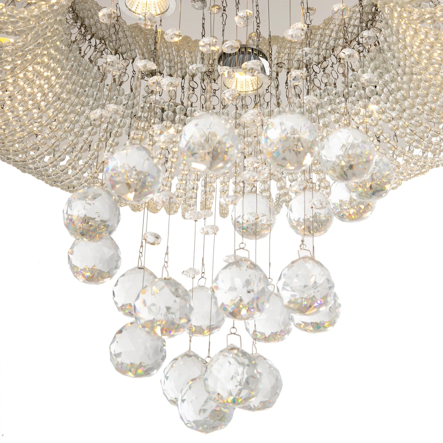 23.62*15.75in Crystal Ceiling-Light with 3 Variable Light Colors, Modern Crystal Raindrop Chandeliers for Bedroom Living Room