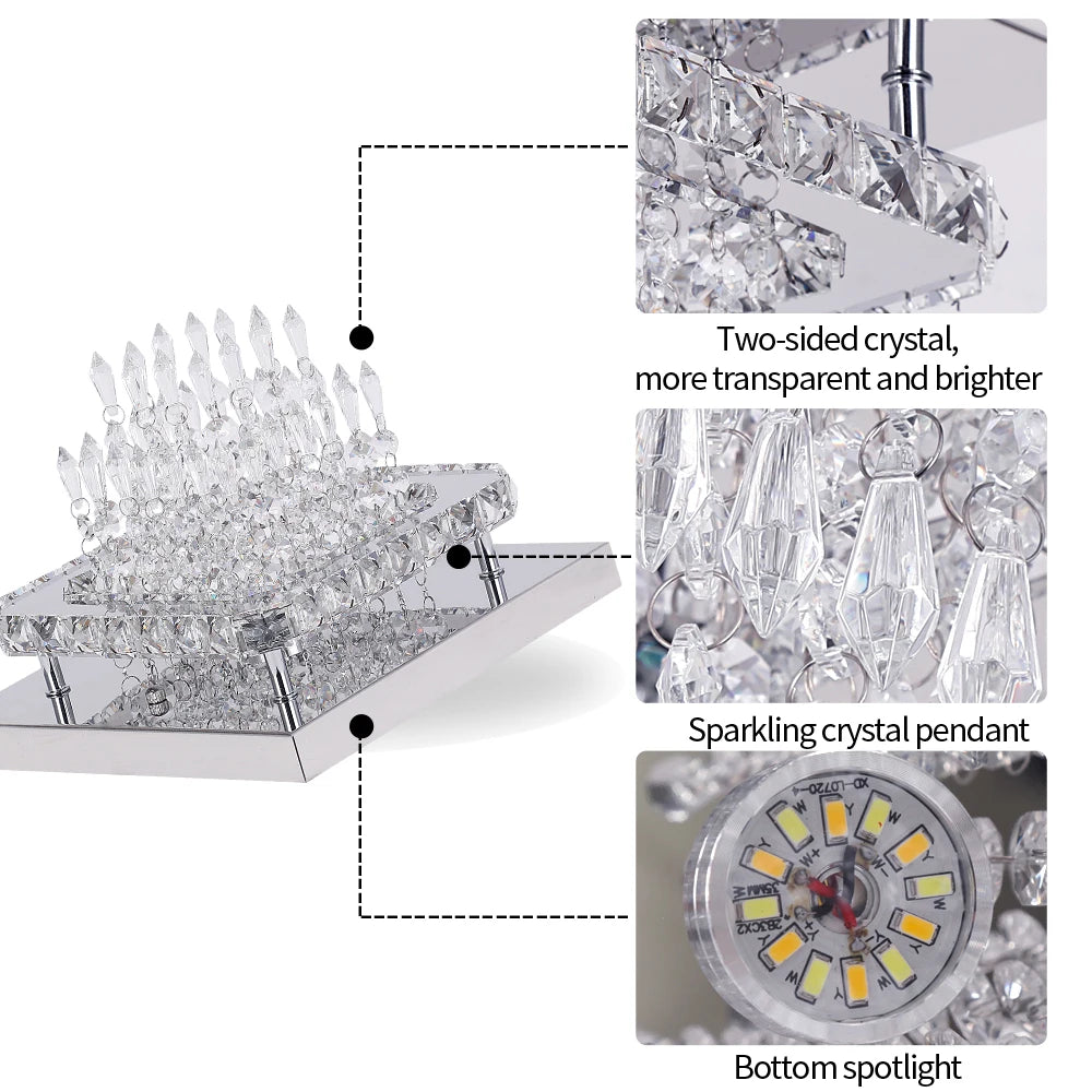 K9 LED Crystal Ceiling Light Living Bedroom Modern Led Stainless Steel Pendant Light Lustres Home Decoration Luxury Ceiling Lamp