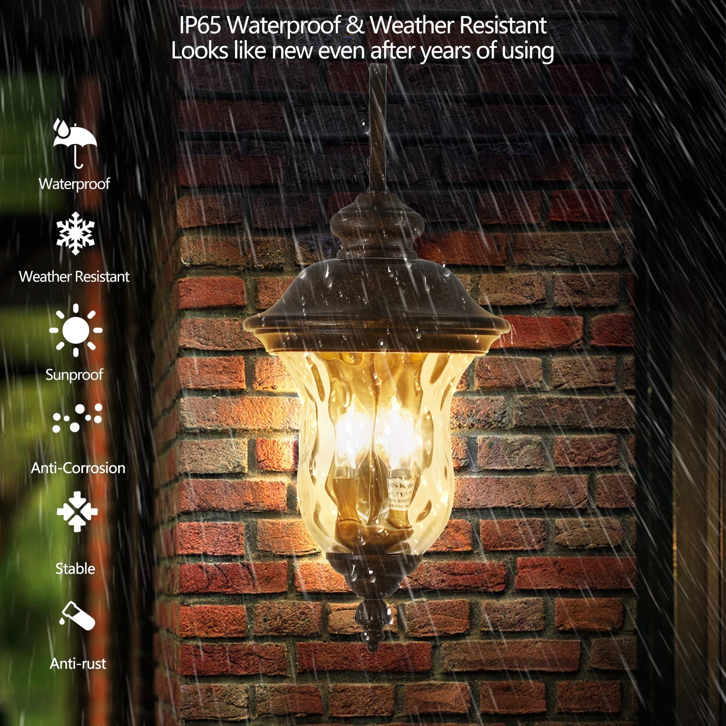 Outdoor Wall Lantern,Vintage Weatherproof Exterior Sconce Light with Clear Glass Shade, Wall Mount Light Fixture (No bulb)
