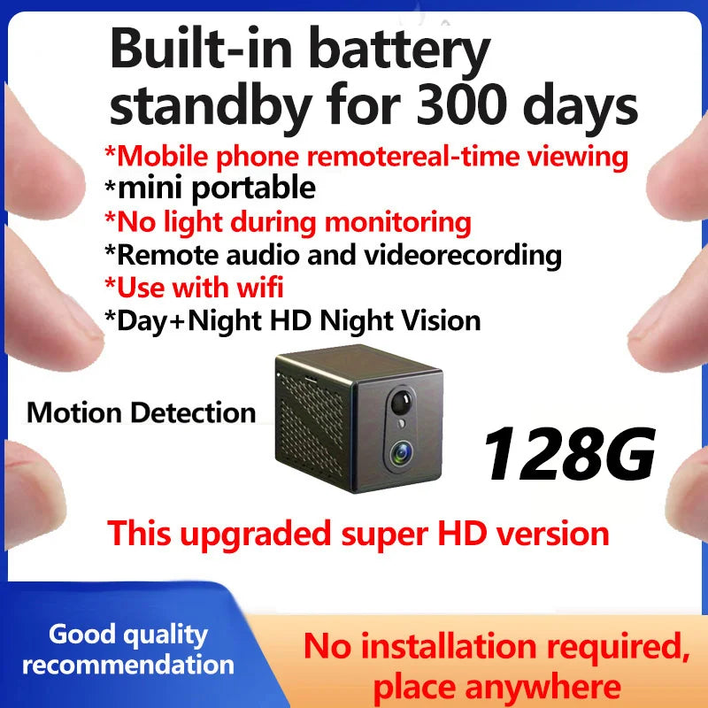 Q Brand Ultra-High Definition Small Camera Wireless Monitor Home Wifi Remote Mobile Phone 360-Degree Panoramic Mini Photography Indoor Home Connected Plug-In-Free Cat Eye Non-Micro Non-Invisible Non-Hidden