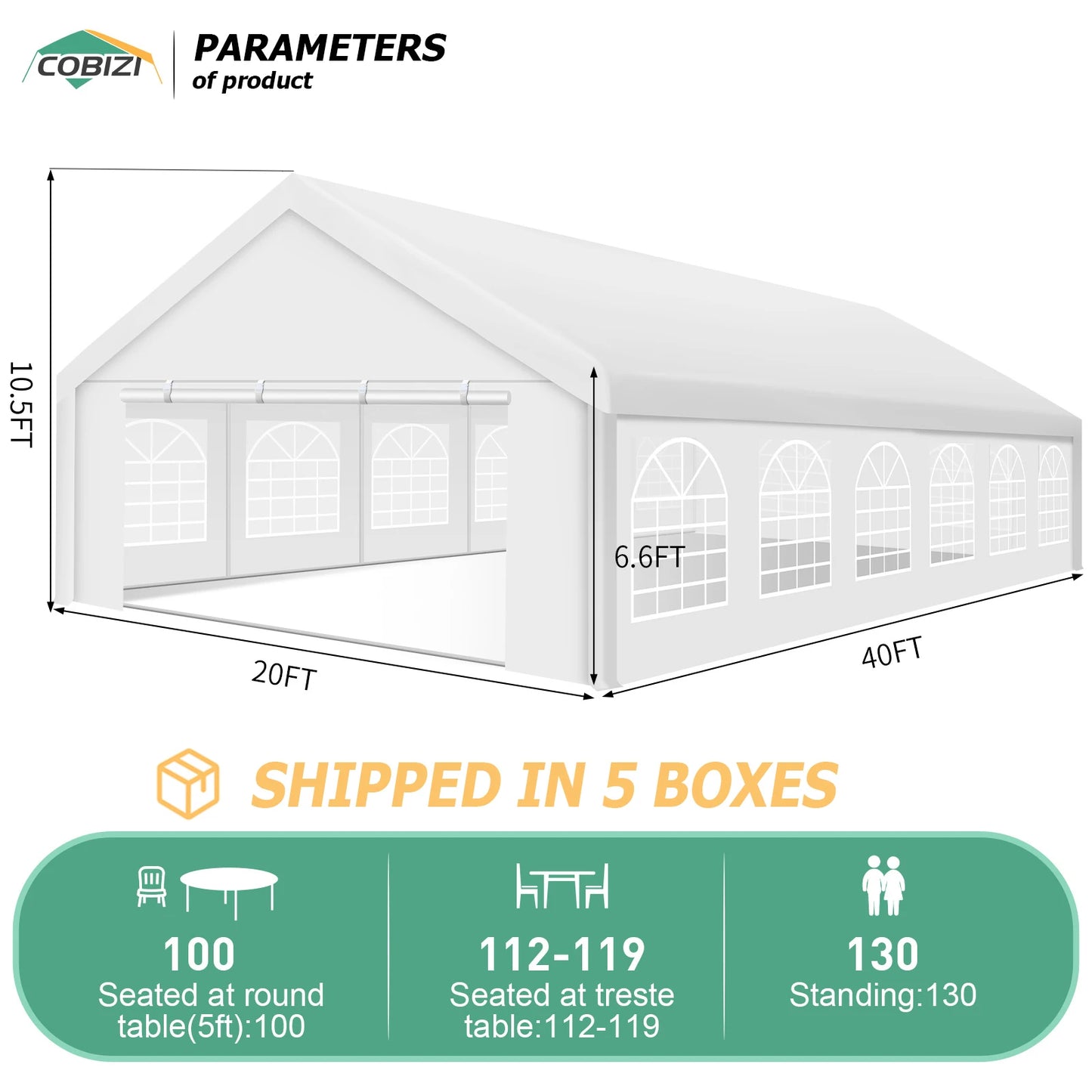 20x40FT Party Tent Heavy Duty, Wedding Tent, Event Tent for Parties, with 8 Removable Sidewalls, 20x40 Tent Carpas para Fiestas