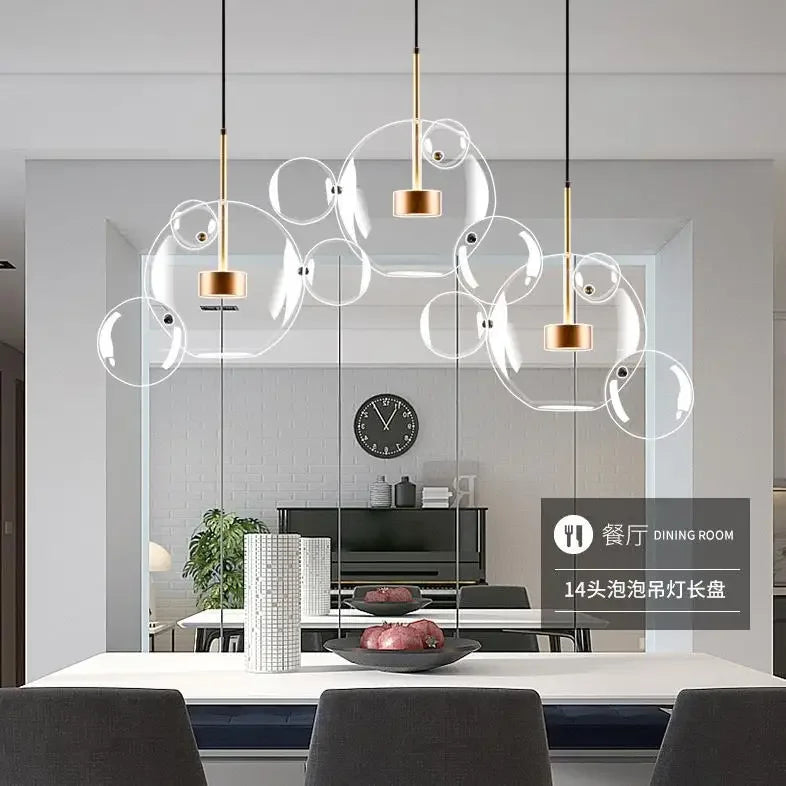 Modern Clear Glass LED Chandelier Lighting Living Room Chandelier for Dining Room Bubble Glass Pendant Lights