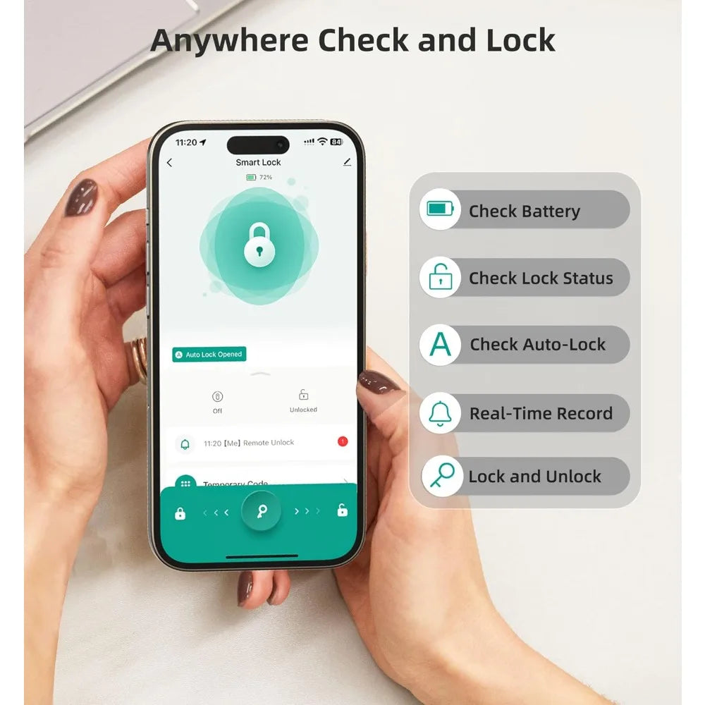 WiFi Keyless Entry Door Lock - Smart Lock Handle Set with Keypad Electronic Deadbolt Bluetooth Alexa App WiFi Remote Control