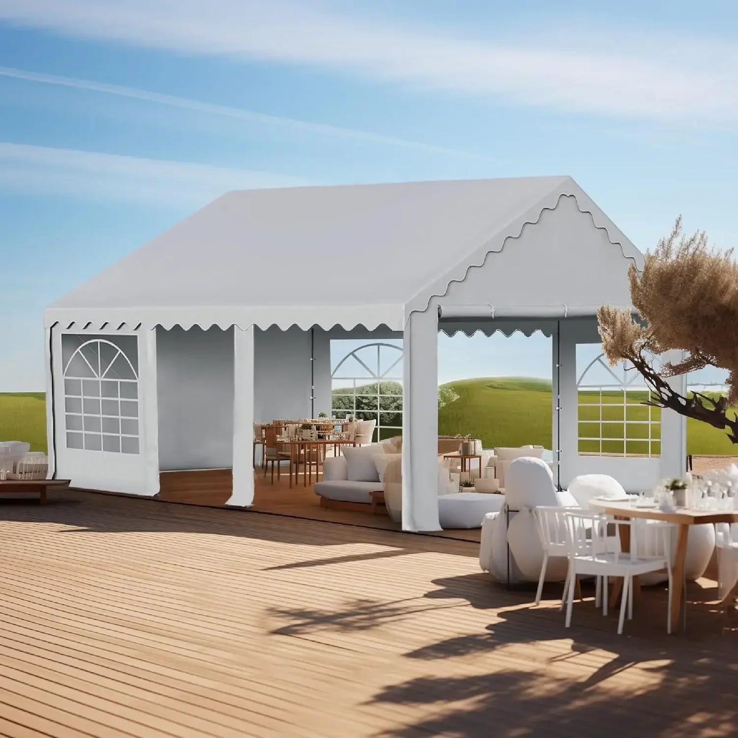 20'x16' Outdoor Heavy Duty Party Tent Large Commercial Canopy Wedding Event Shelter with Removable Sidewalls & 3 Storage Bags