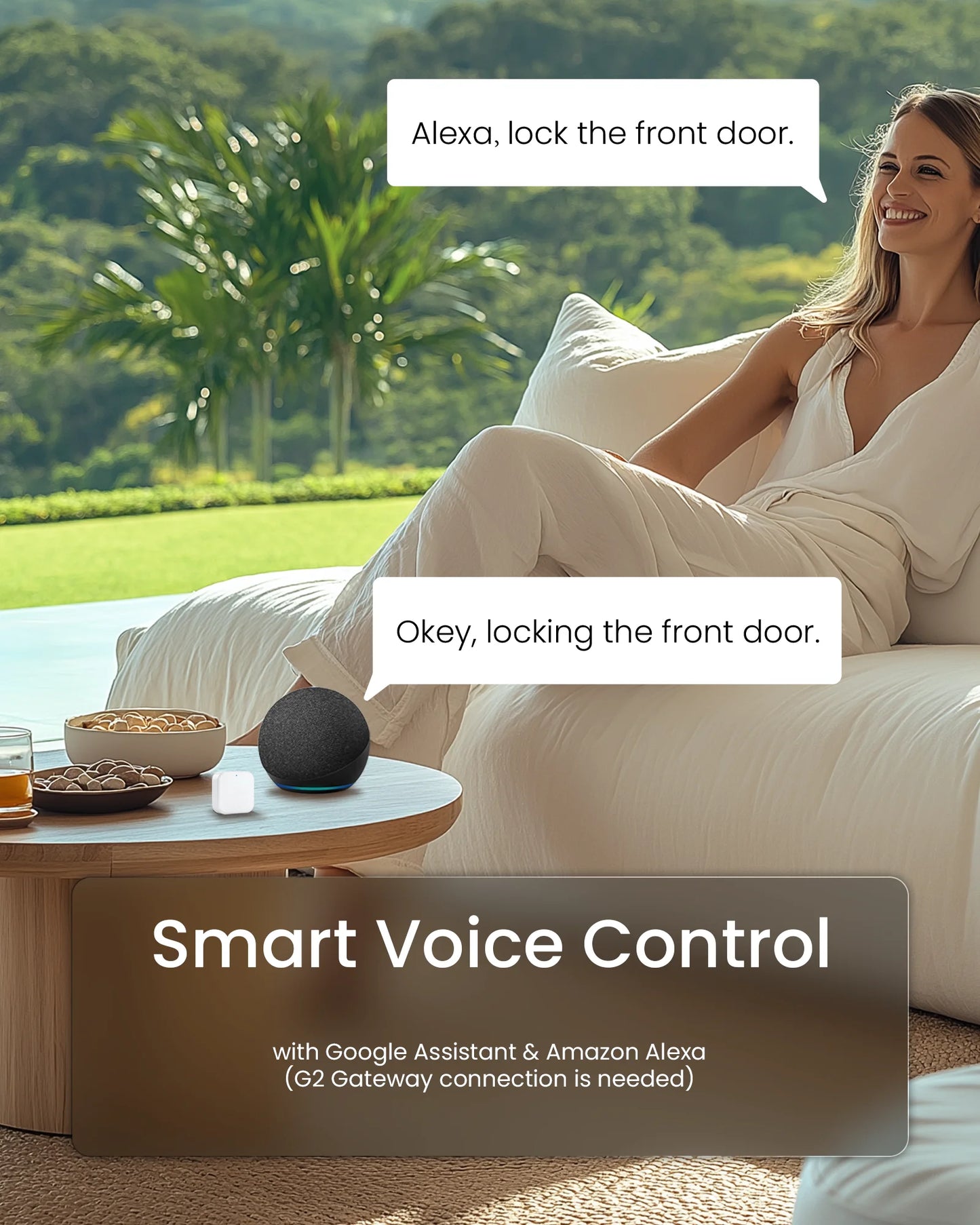 DESLOC Fingerprint Smart Door Lock with 2 Lever Handles, Electronic Keypad Deadbolt Lock, Emergency Power Port, Smart Lock