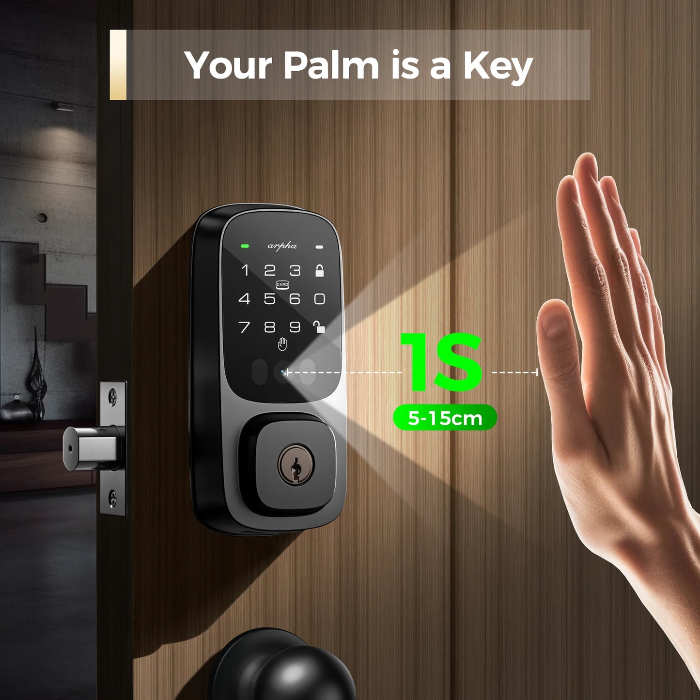 Arpha Smart Lock Door Wifi Palm Recognition Smart Lock 7800mAh Battery Digital Electronic Lock NFC Unlock Home Security Lock