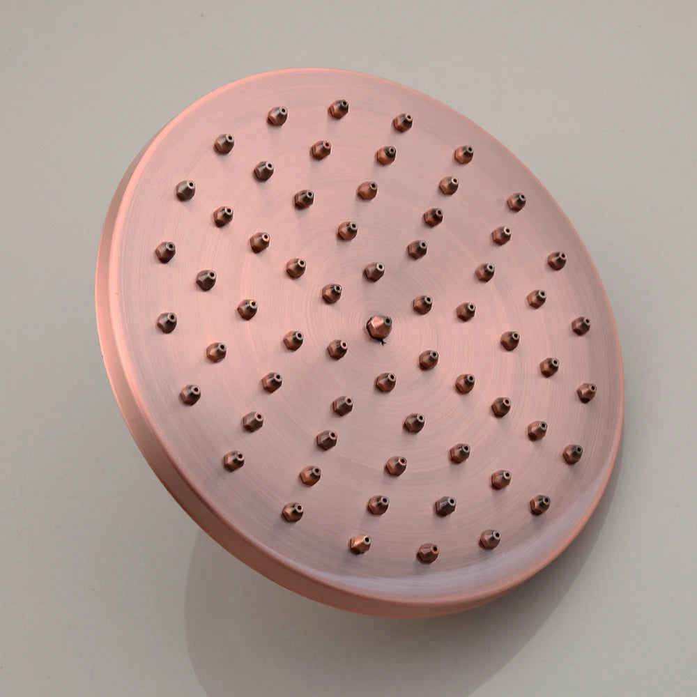 Monite Pink Rose Gold-plated Bathroom Shower Set Rain Shower Head Bath Shower Mixer with Hand Shower Faucet Bath Rainfall