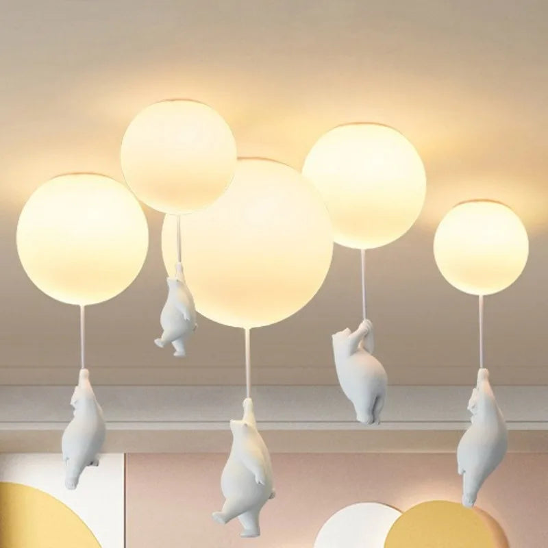 Nordic Cartoon Children's Room Ceiling Light Hallway Entrance Light Creative Teddy Bear Warm Study Bedroom LED Lighting Fixtures