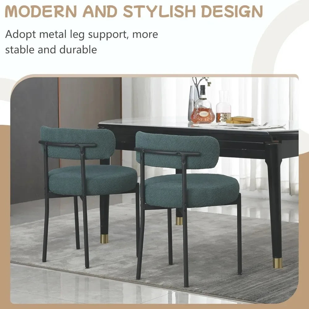 Dining Chairs Set of 6,Upholstered Kitchen Dining Room Chairs, Mid-Century Modern Curved Backrest Chairs