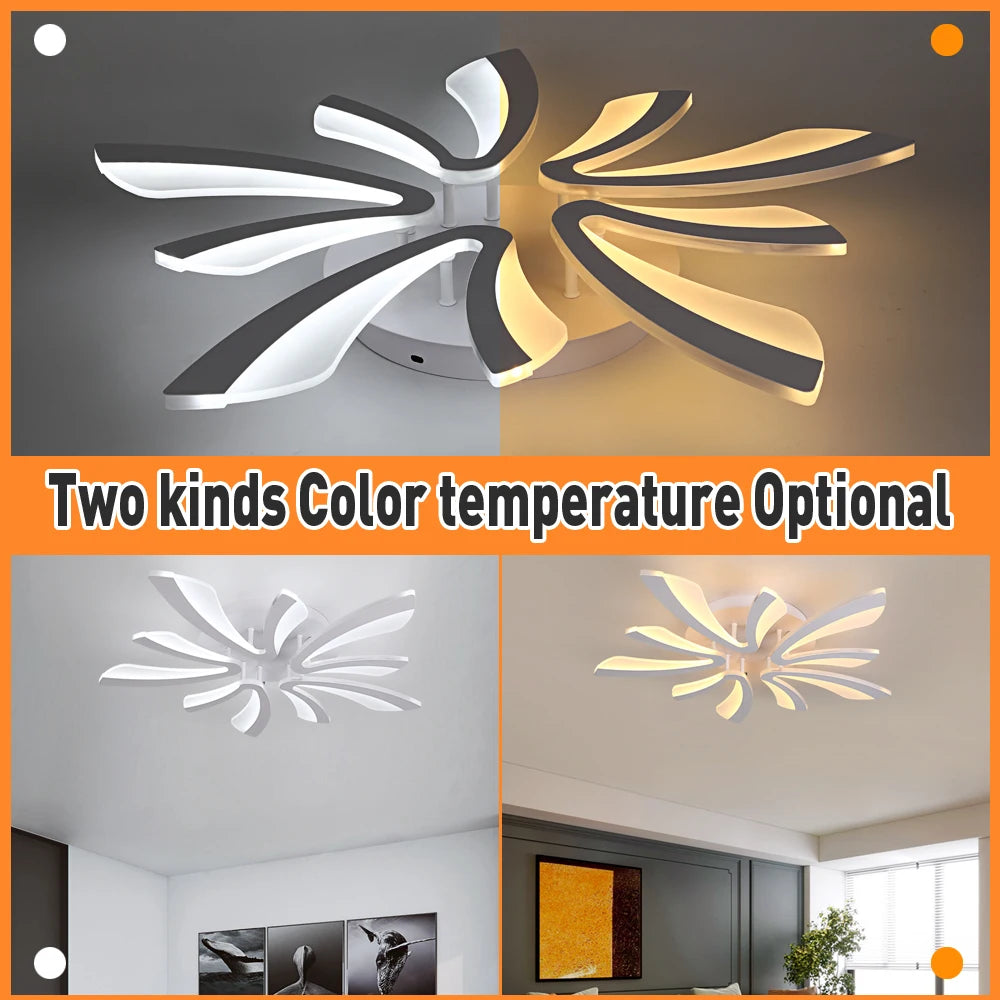 Modern Ceiling Lamp White Led Acrylic Pendant Light Living Dining Room Bedroom Lustre Chandelier Home Decor Fixtures Dimming RC