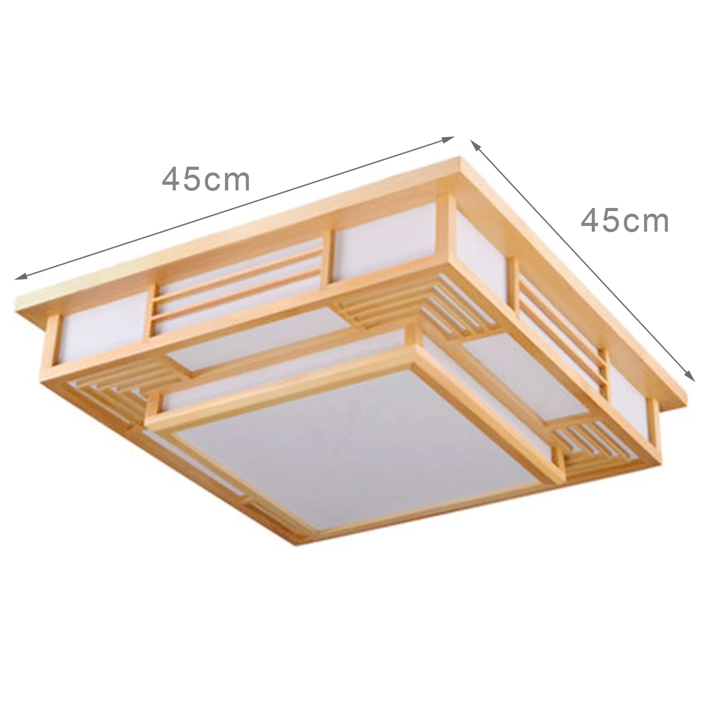 Japan Style Ceiling Lamp Solid Wood Wooden LED Light Flush Mount Ceiling Light with Remote Control For Bedroom Living Room