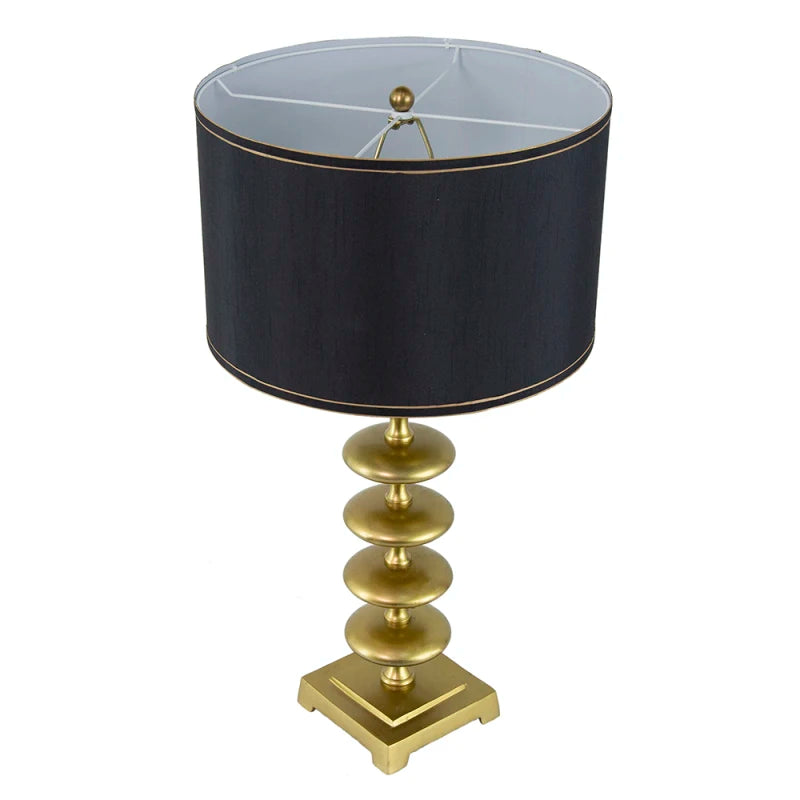Aluminum Assembly Assembly required Drum Drum shade Fabric Lamp Required Shade Table 16x16x29.8 Gold and Black Table Lamp with C