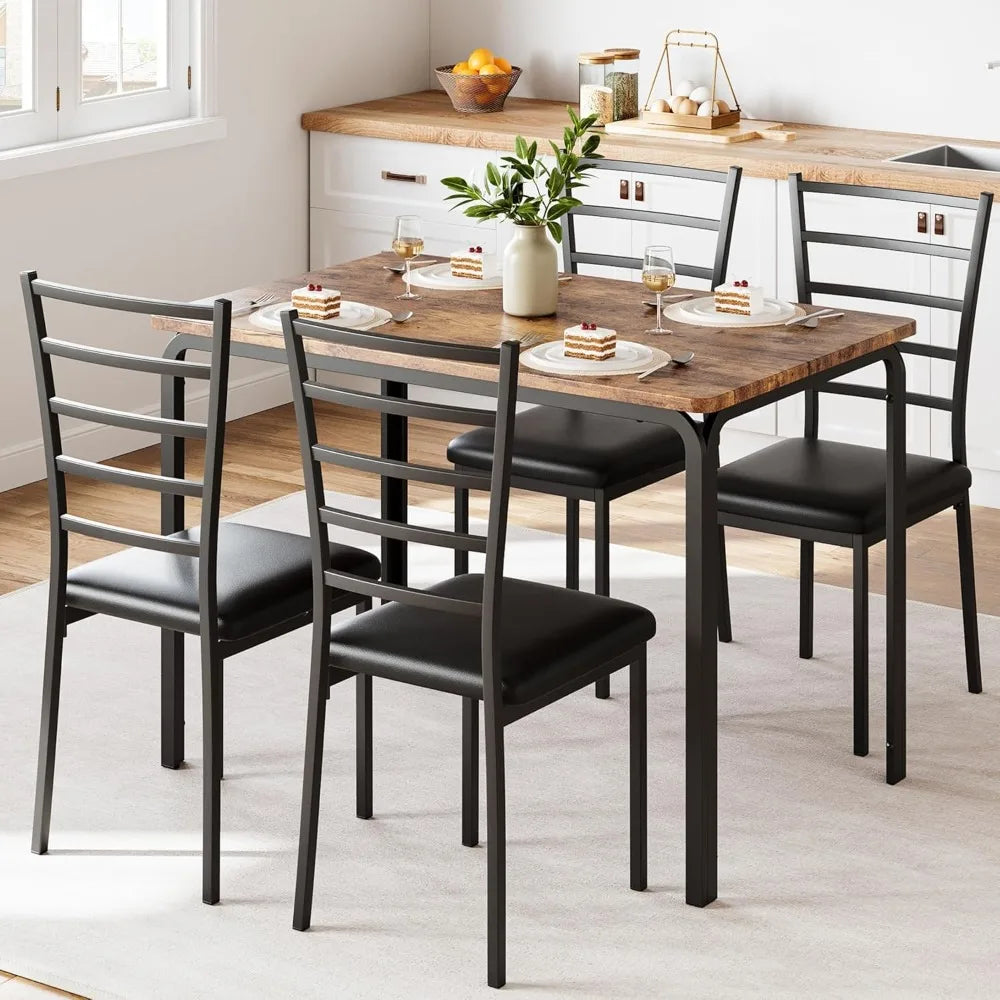 5-piece Kitchen Dining Table and Chair Set, Suitable for Small Spaces, 4-piece Indoor Modern Dining Table Set