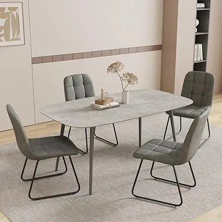 47.2'' Dining Table Set for 4,Modern Wood Dining Table,Leather Dining Chairs 4,Table and Chairs Set of 4,Ideal for Kitchen Dinin