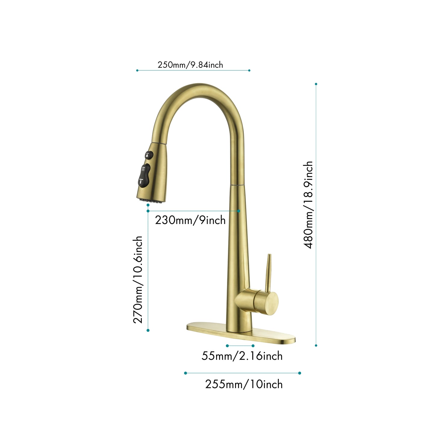 Kitchen Sink Faucet with Pull Out Sprayer,Fingerprint Resistant, Single Hole Deck Mount,Gold Kitchen