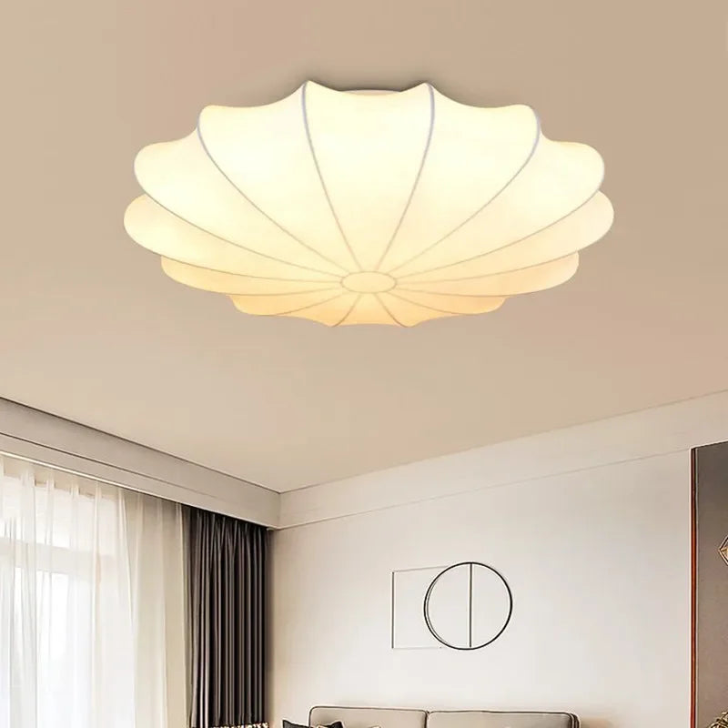Nordic Silk Pendant lamp Wabi Sabi Cream Style Pendant light for Dining Room Living Room Beautiful Flower Hang lamp