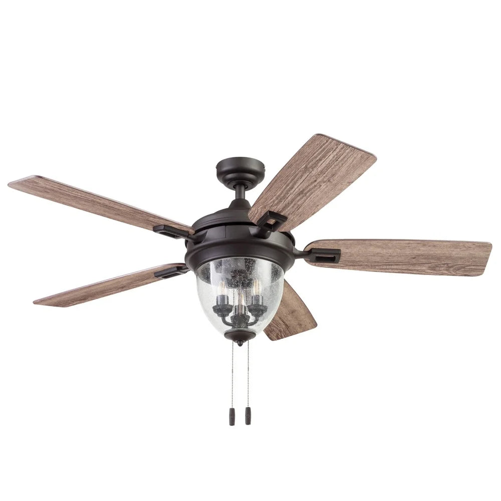 Outdoor Ceiling Fan LED Oil Rubbed Bronze Craftsman Industrial Reversible Blades Quiet Motor Tri-Mount Options Large Room