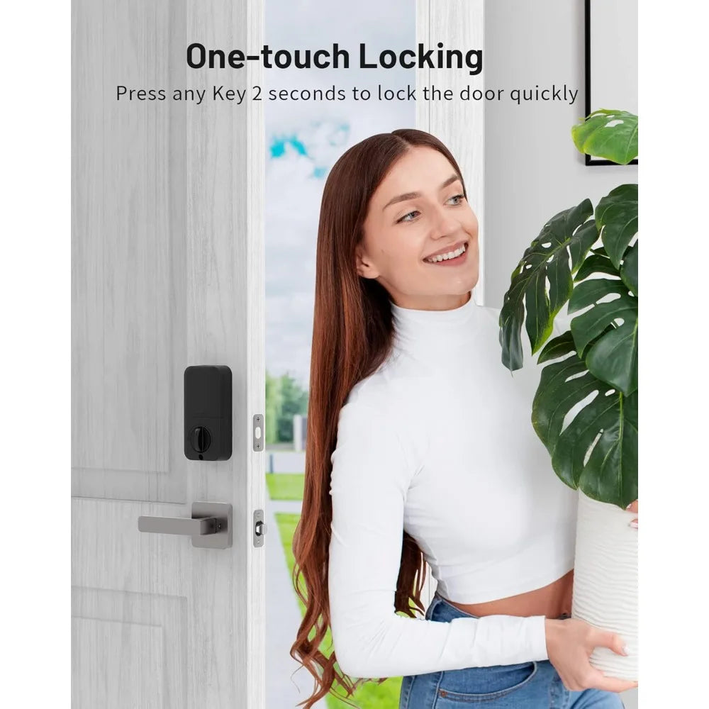 Keyless Entry Door Lock Set, Electronic Keypad Deadbolt with 2 Handles, Front Door Handle Lever Sets, Auto Lock, Code Door Lock