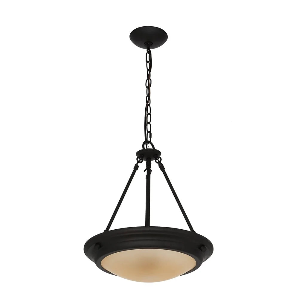 15 Inch Dark Bronze 2 Light Pendant Ceiling Light with Amber Glass Shade Adjustable Height LED Bulbs Included Dining Room