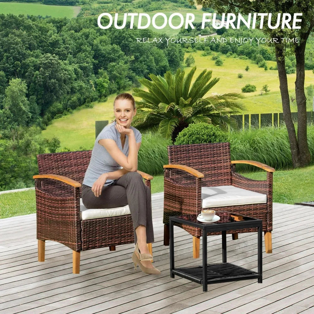 3 piece Outdoor Patio Furniture Set Outdoor Furniture Set with Table Outside Lawn Patio Chairs Set of 2 Patio Conversation Sets