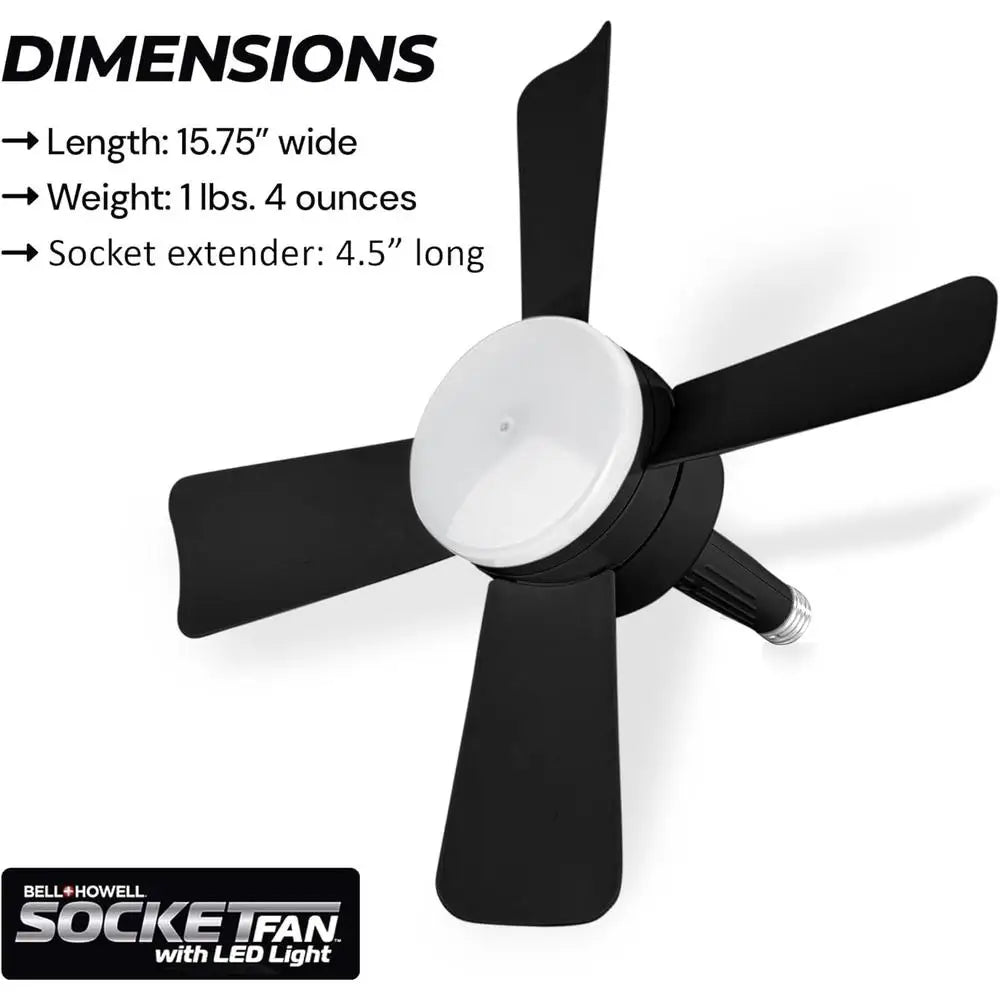 Socket Fan Light 15.4 Inch LED Ceiling Fan with Remote Control 1000 Lumens Dimmable Light Easy Installation Energy Efficient