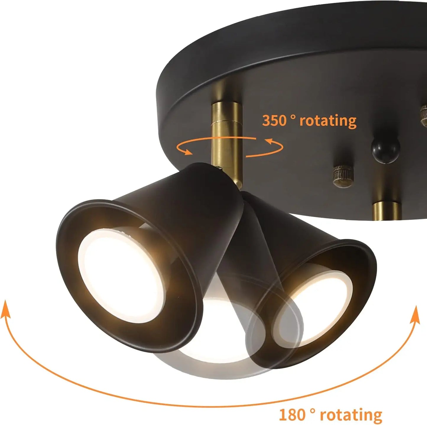 ndustrial 3-Light Adjustable Track Light - Black Flush Mount Ceiling Spotlight for Kitchen, Dining Room & Hallway w/ GU10 Bulbs