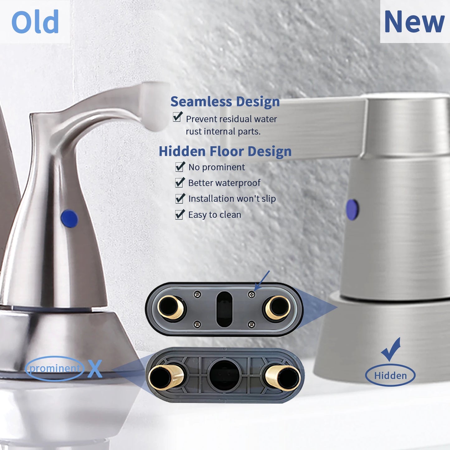 Bathroom Faucet Brushed Nickel 2-Handle Bathroom Sink Faucet 360 Degree High Arc Swivel Spout Centerset 4 Inch Vanity Faucet RV