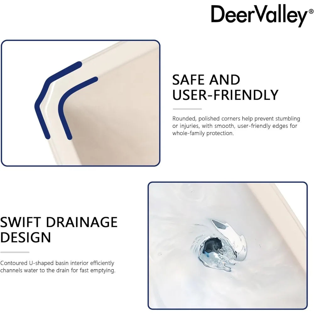 DeerValley - 23" x 19" Inch Bone Color Pedestal Sink Combo, Ceramic Pedestal Sink for Bathroom, with Overflow Hole 1 Faucet Hole