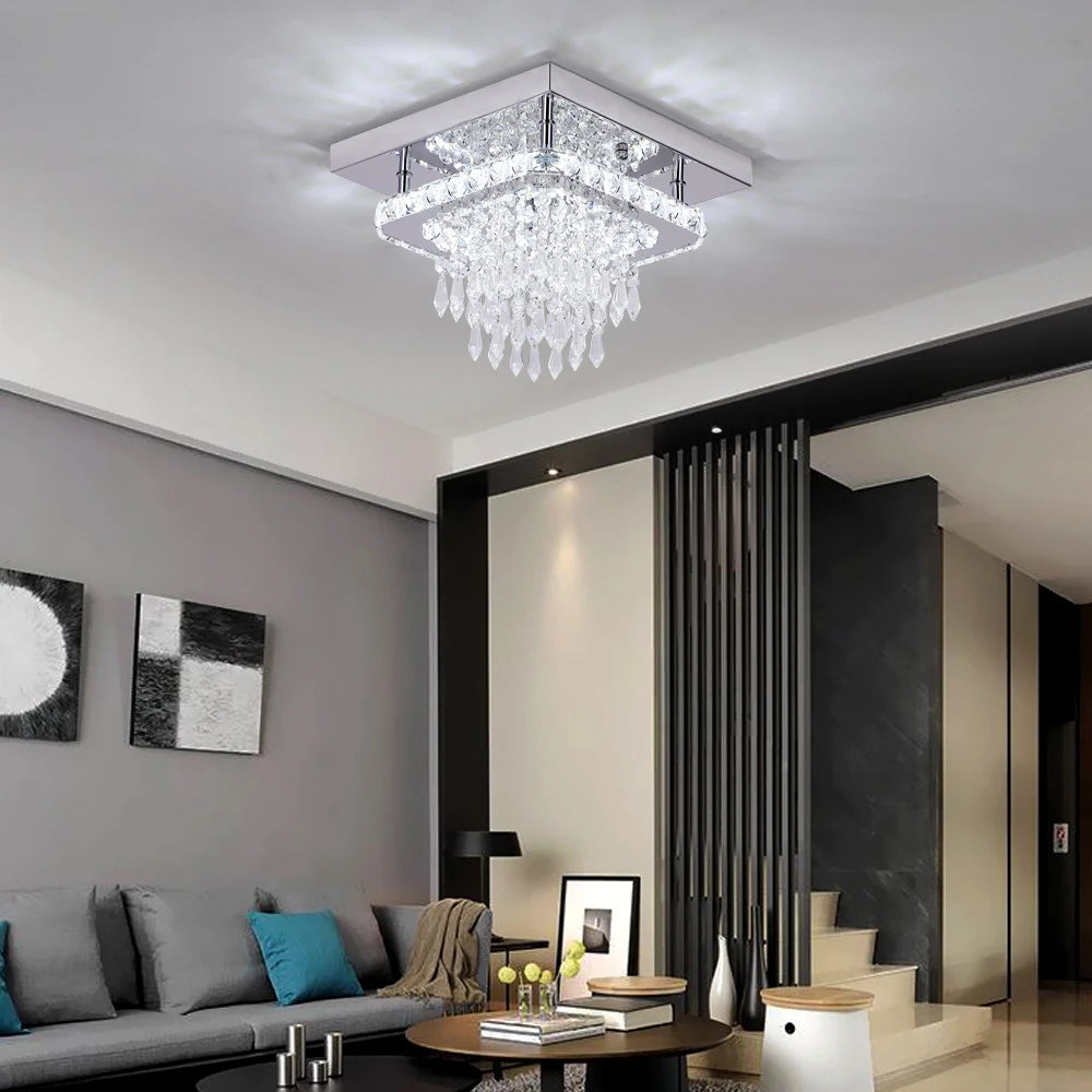 K9 LED Crystal Ceiling Light Living Bedroom Modern Led Stainless Steel Pendant Light Lustres Home Decoration Luxury Ceiling Lamp