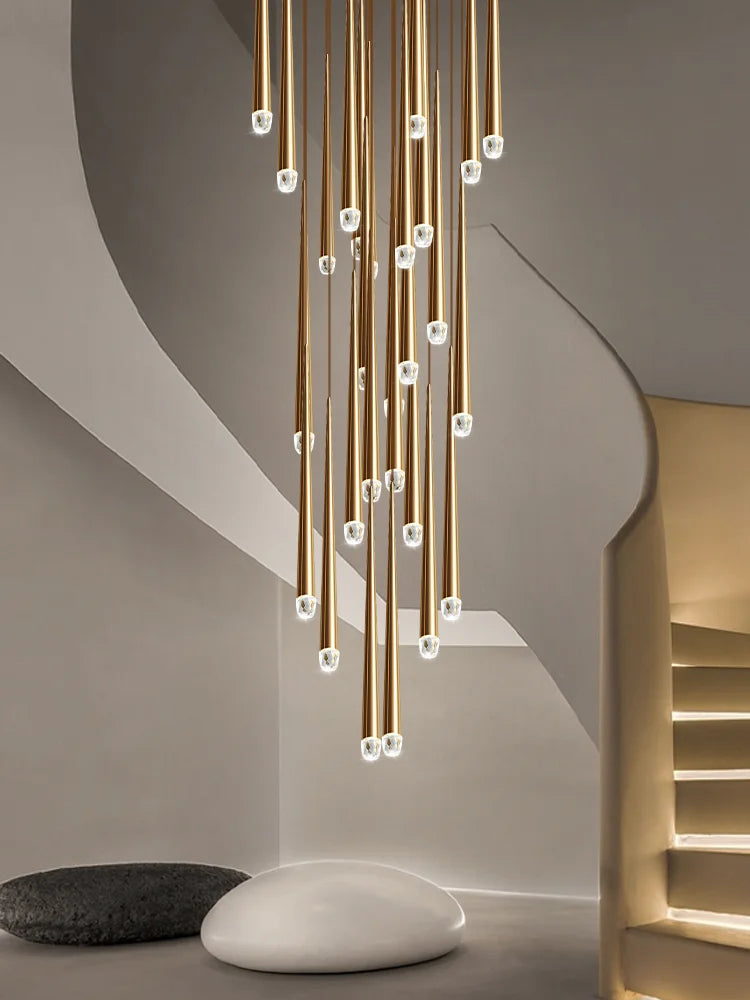 Light Sitting Room Villa Staircase Chandelier Chandelier Luxury Crystal High Ceiling Chandelier Pendants For Stair Case.