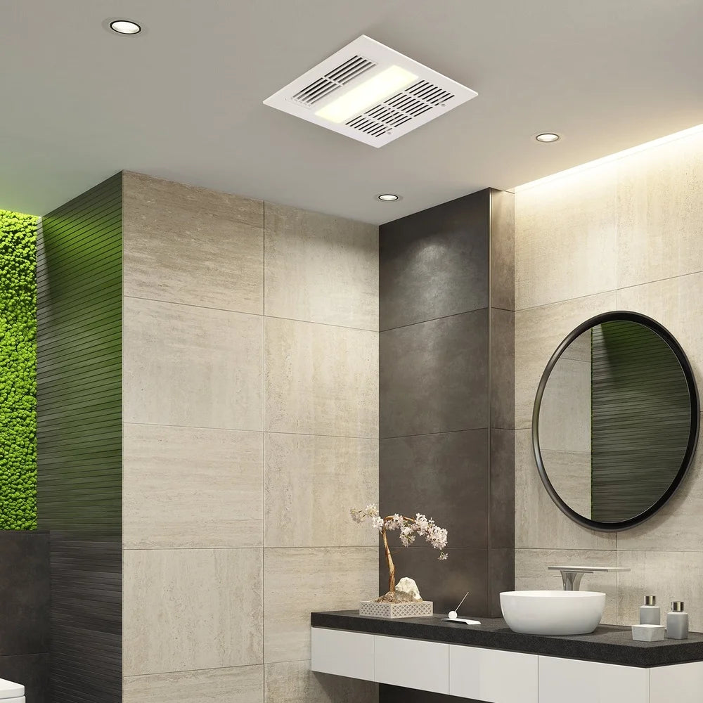 110 CFM 1500W Bathroom Exhaust Fan LED Lighting Quiet Ventilation Galvanized Steel Easy Installation Adjustable Brightness
