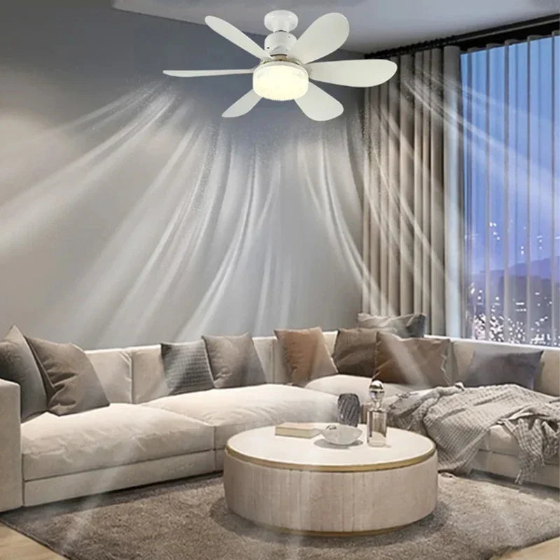 Modern Ceiling Fan E27 LED Light 20.5in Silent with Remote Control Fans 3-speed Room Office Study Kitchen Bedroom Electric Fan