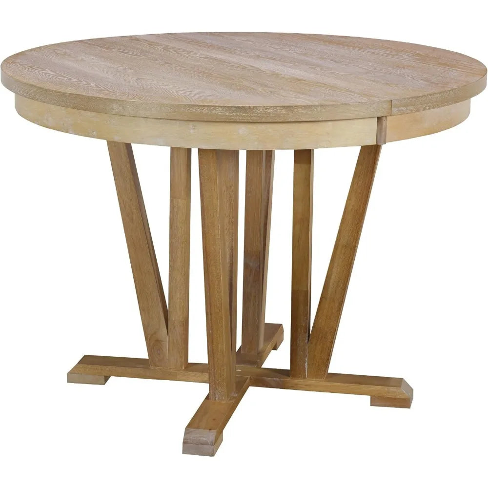 5-Piece Extendable Dining Table Set, Farmhouse Kitchen Table for 4 6-8 People with Removable Middle Leaf and 4 Cross Back Chairs