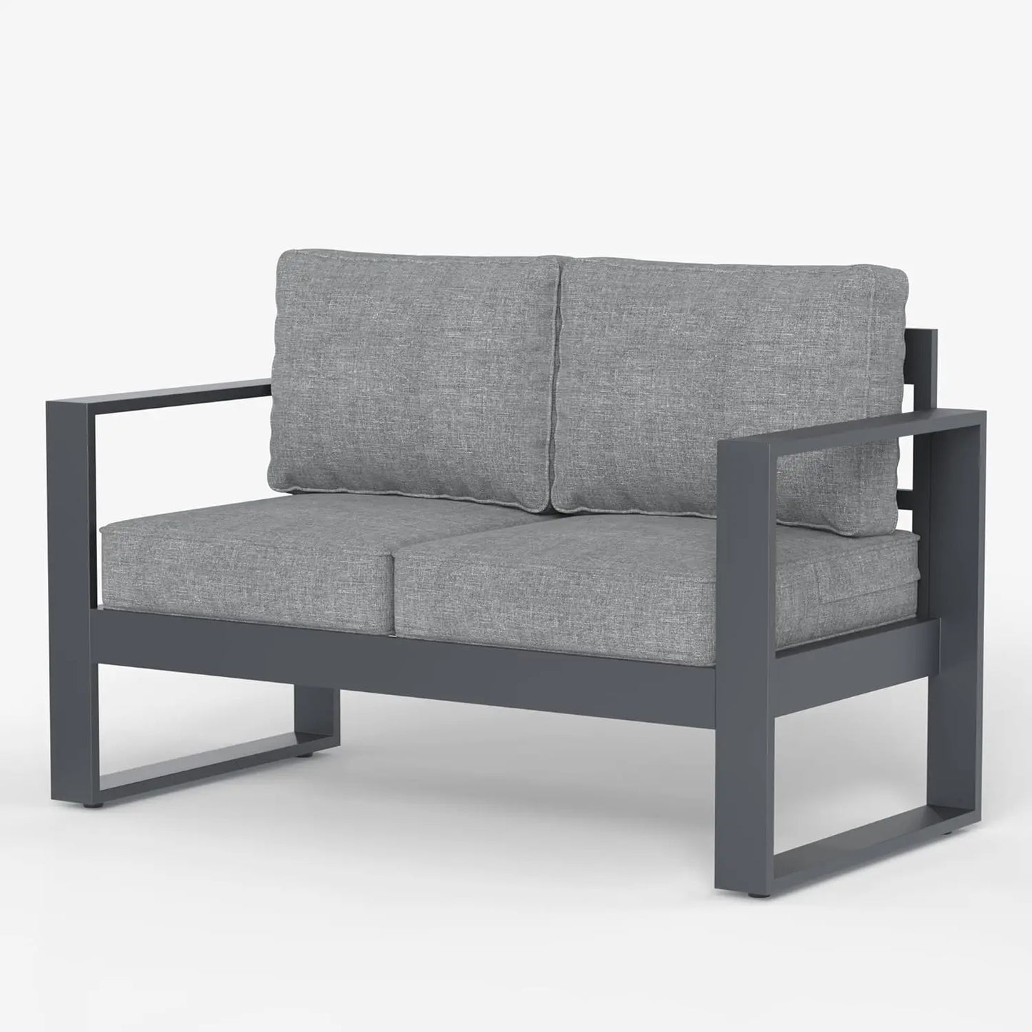 Outdoor Patio Aluminum Chair, Metal Modern Armchair Set of 2 with Washable Thick Cushions