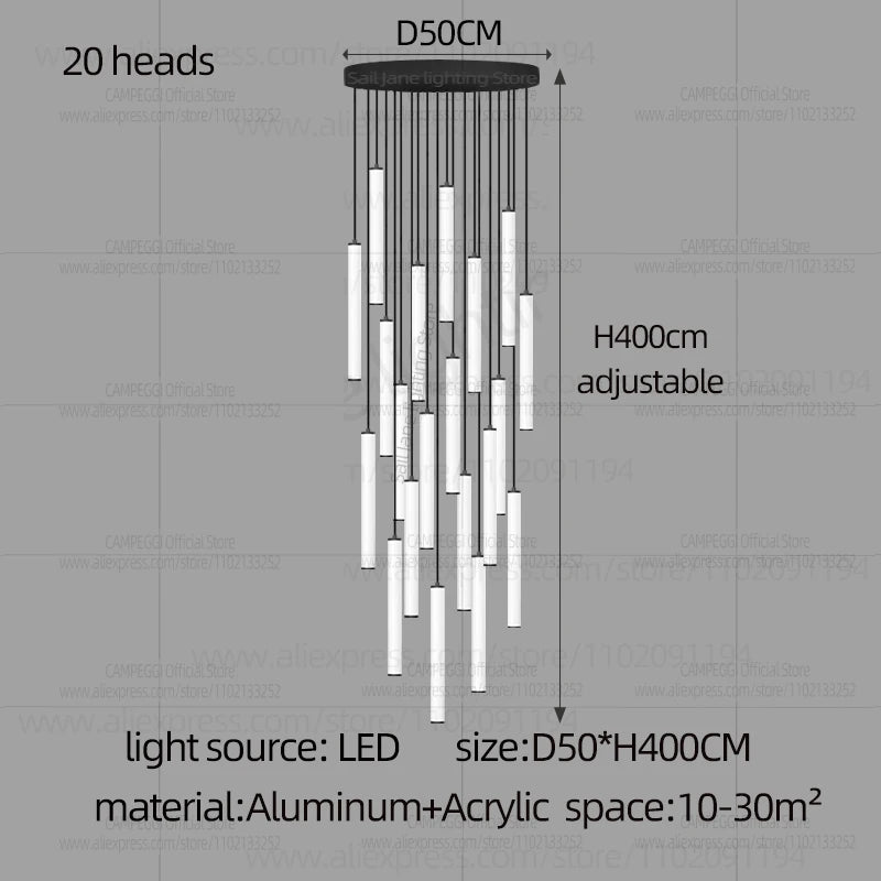 Modern Ceiling Chandelier LED Living Room Spiral Staircase Lighting Kitchen Bedroom Home Decoration Chandelier Lighting Fixtures