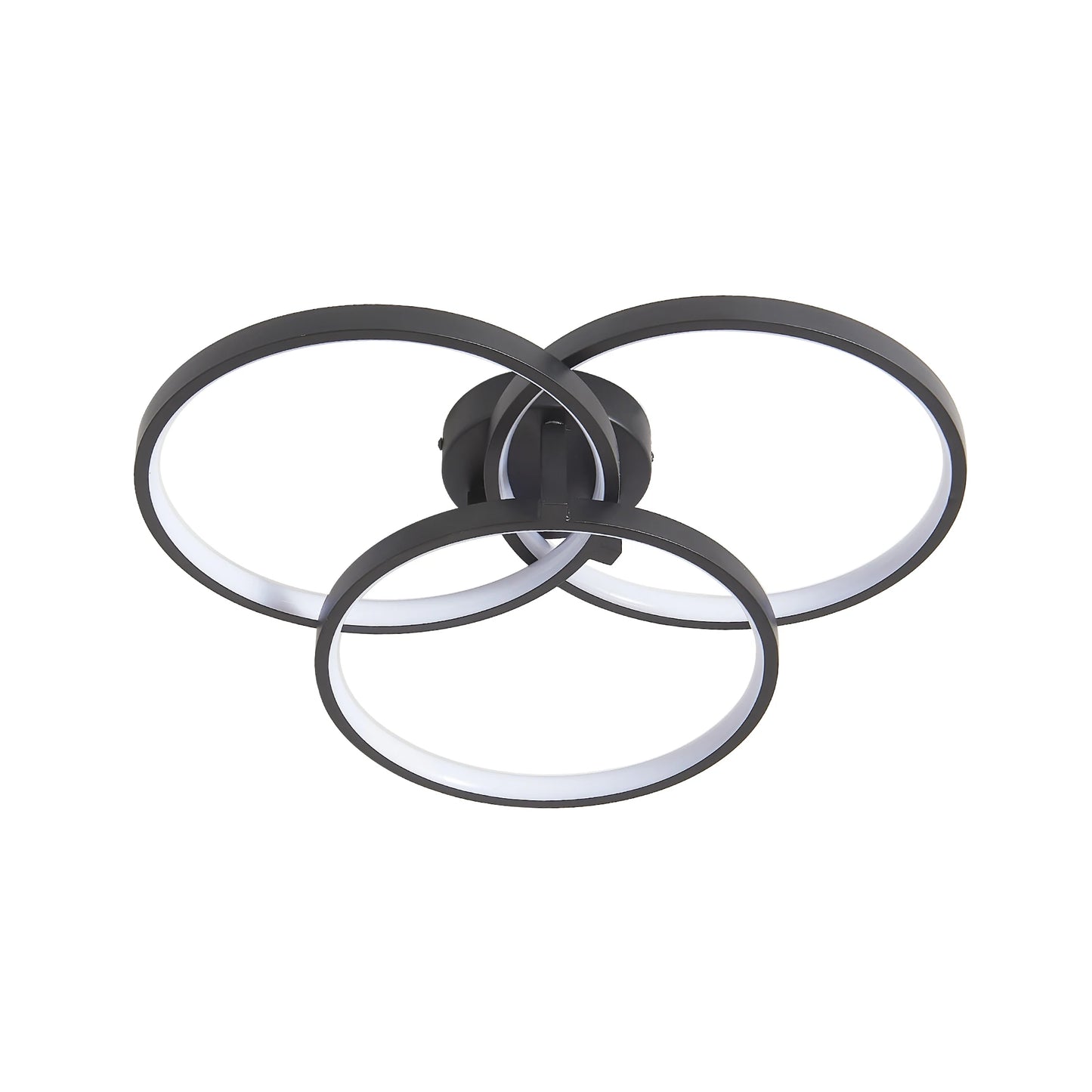 Modern LED Ceiling Light 3-Ring Flush Mount Fixture Black Finish Dimmable for Living Room/Bedroom/Dining Room