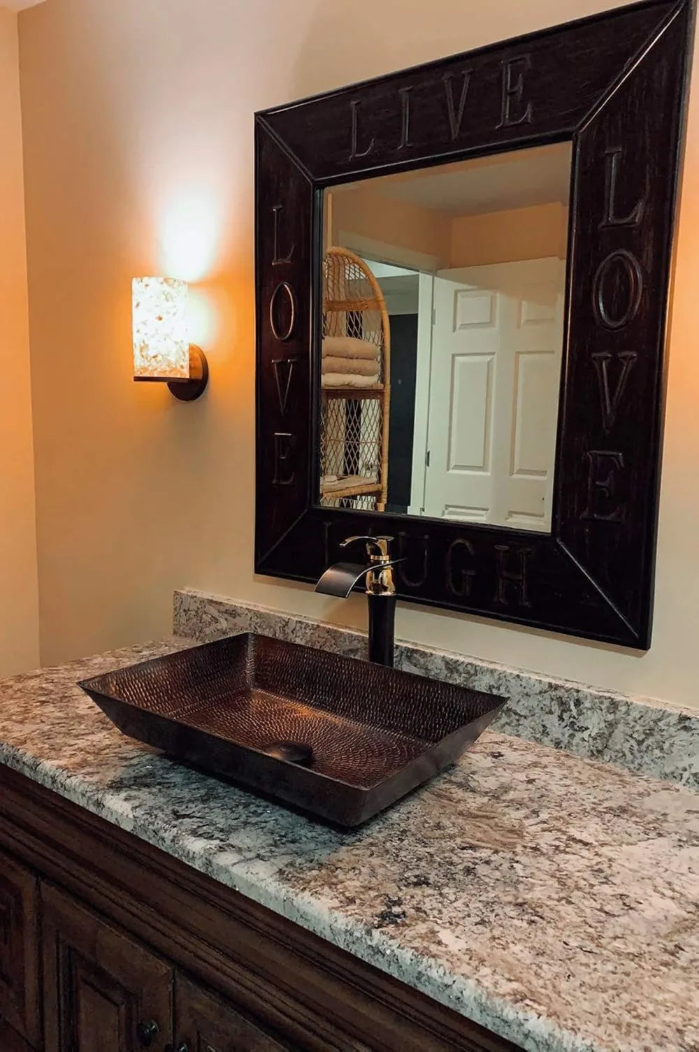 VREC2014DB 20-Inch Rectangle Vessel Hammered Copper Sink