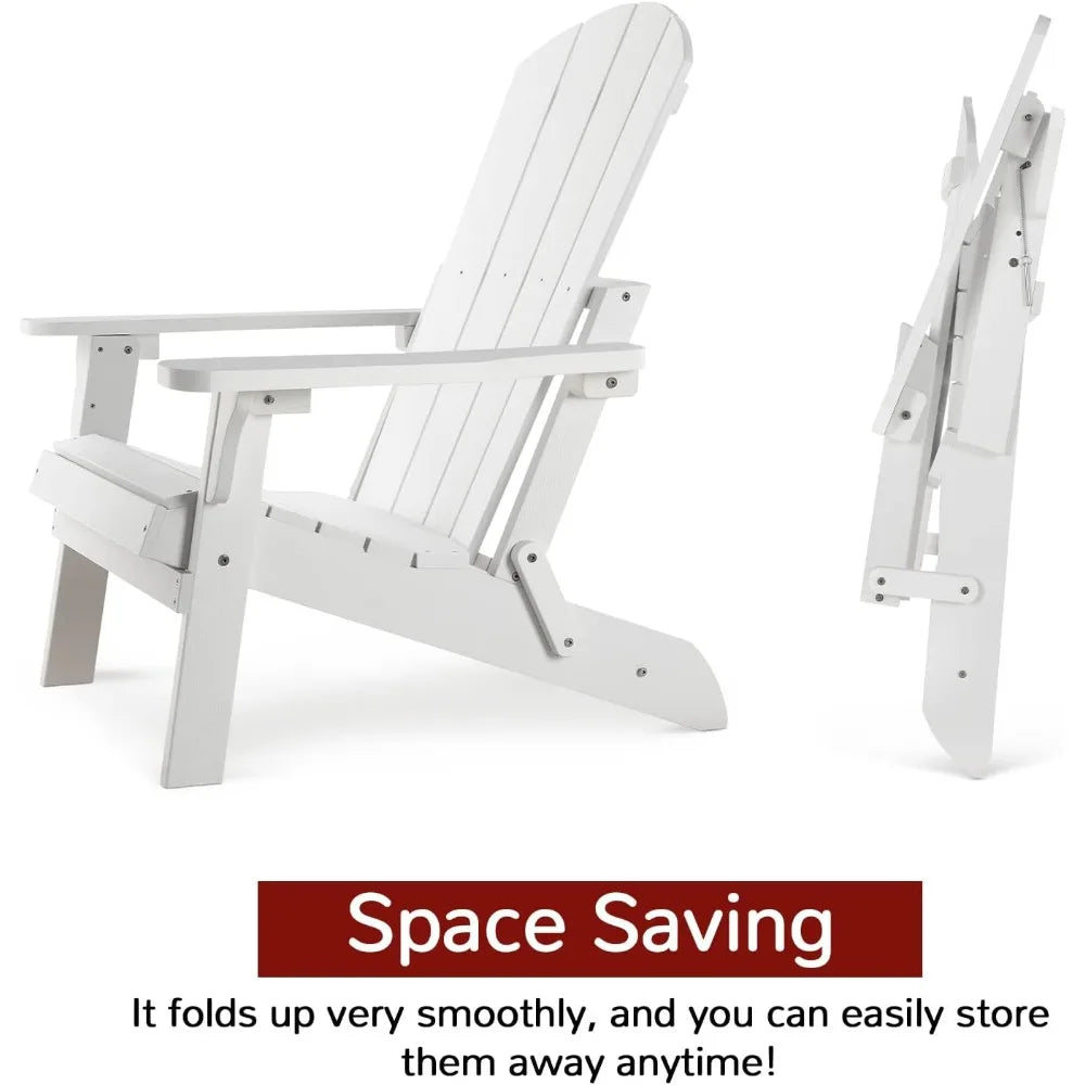Folding All-Weather Adirondack Chairs Set of 4, 400 lbs Support, Fire Pit Chairs, Outdoor Adirondack Chair, Plastic Chair, for B