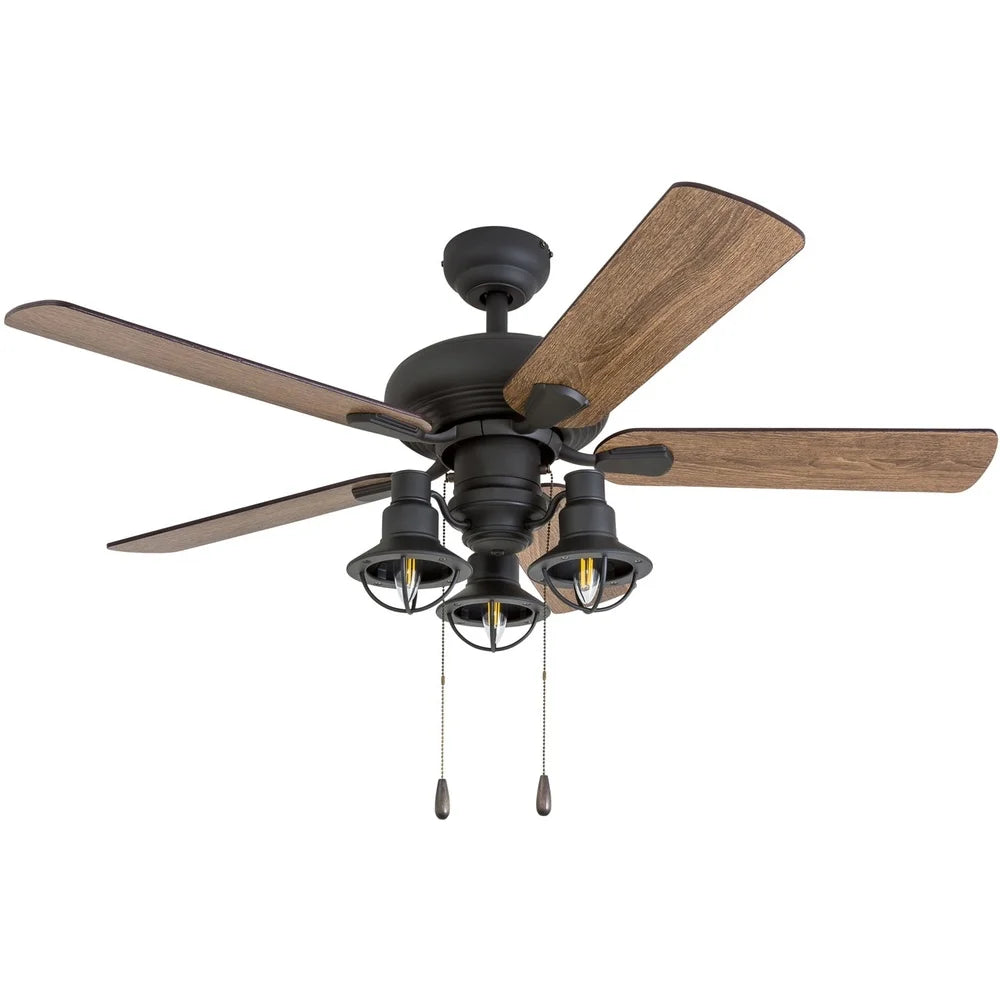 42 Inch Bronze Ceiling Fan with 5 Blades Remote Control Light Kit Reversible Motor High Airflow Medium Rooms