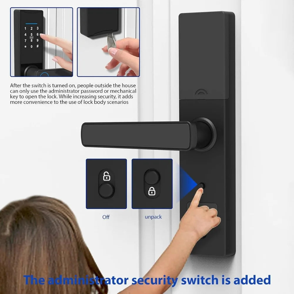 Tuya Smart Lock Fingerprint Lock Door Lock Keypad Door Lock with Handle Fingerprint Electronic Deadbolt Door Lock Smart Door Loc