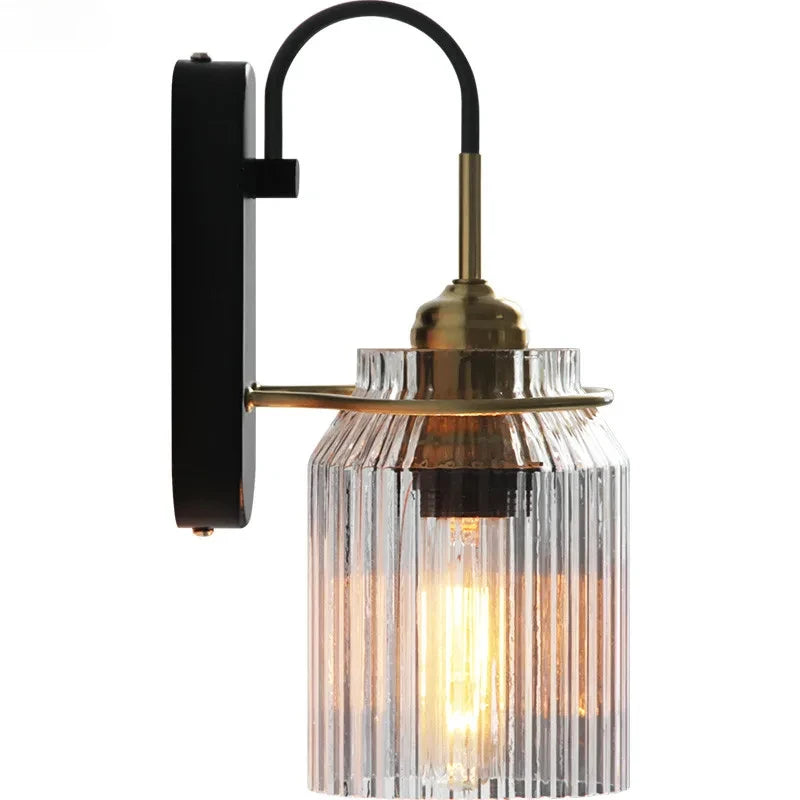 American Style Vintage LED Bathroom Mirror Light Waterproof Glass Lampshade Bedroom Stair Bedside Retro Wall Lamp Sconce