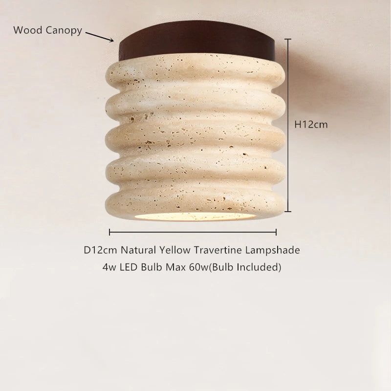 IWHD Nordic Modern Ceiling Lamp Wood Yellow Travertine LED Ceiling Light For Home Decoration Aisle Stair Bar Lámparas Para Techo