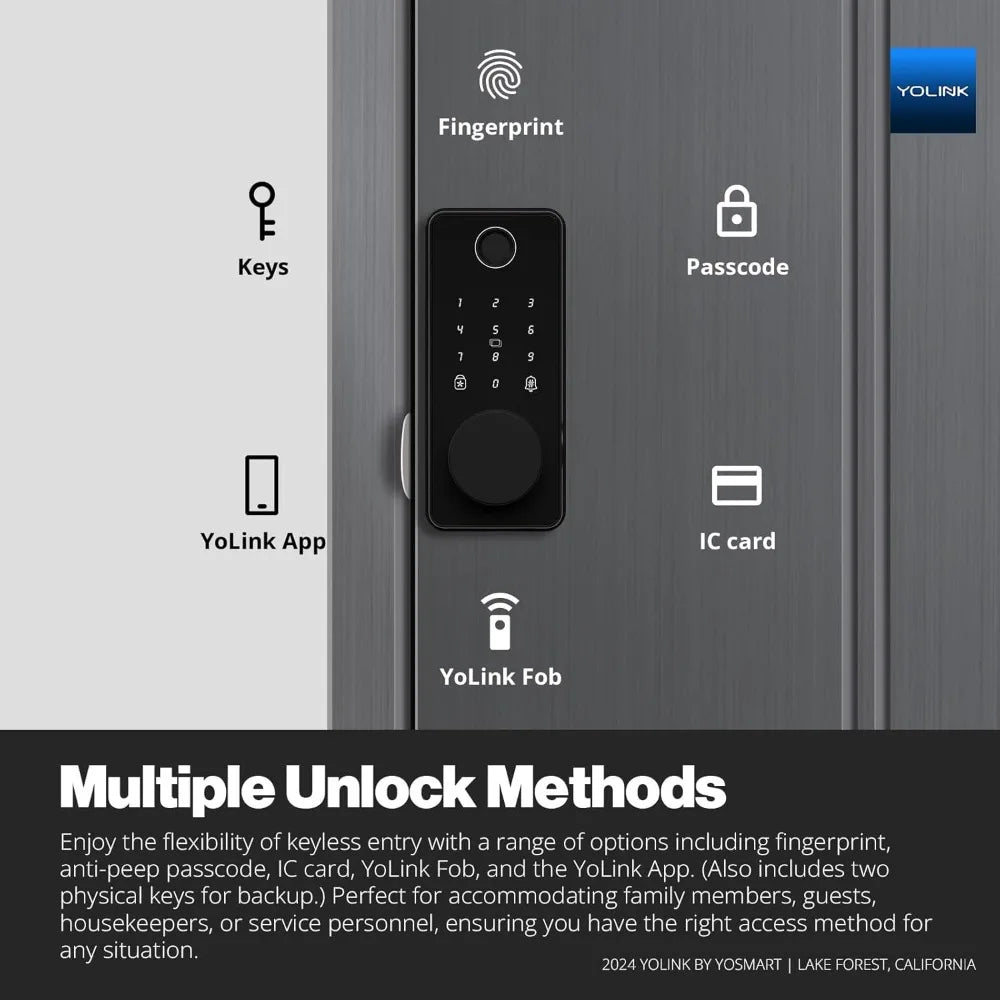 Smart Deadbolt Lock with Fingerprint, Keypad, IC Card, App & Fob Control – LoRa Long-Range, Compatible with Alexa, Google, IFTT