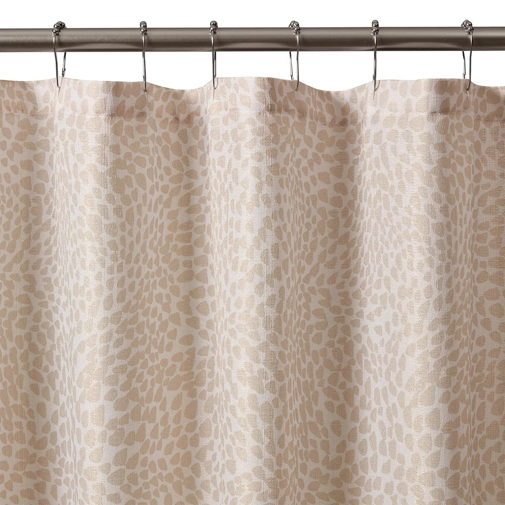 Durable Fabric Shower Curtain 72x72 Leopard Print Taupe Cream Modern Bathroom Décor Machine Washable Easy Care
