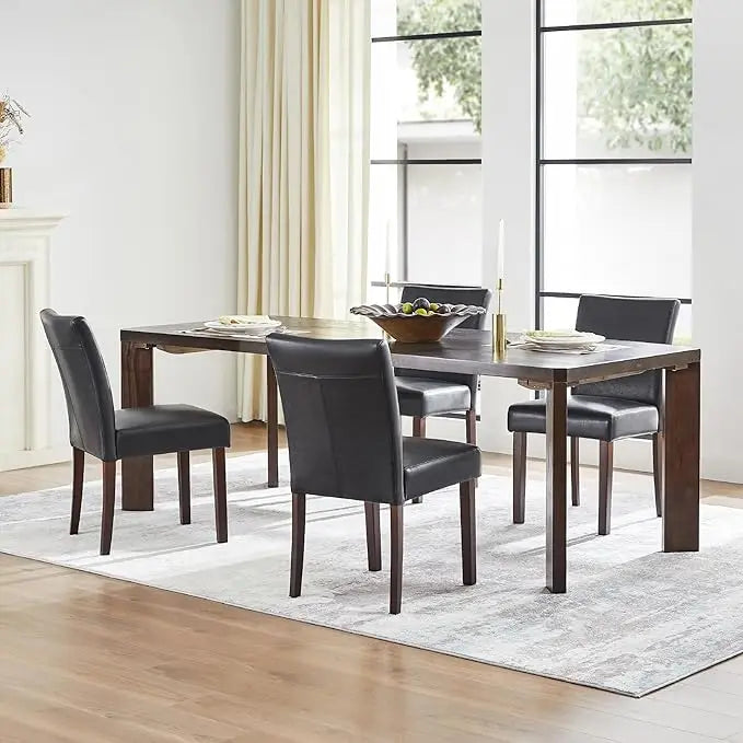 Restaurant Furniture, Faux Leather Armless Dining Room Chairs with Solid Wood Legs Back Side Chair for Kitchen Living Room