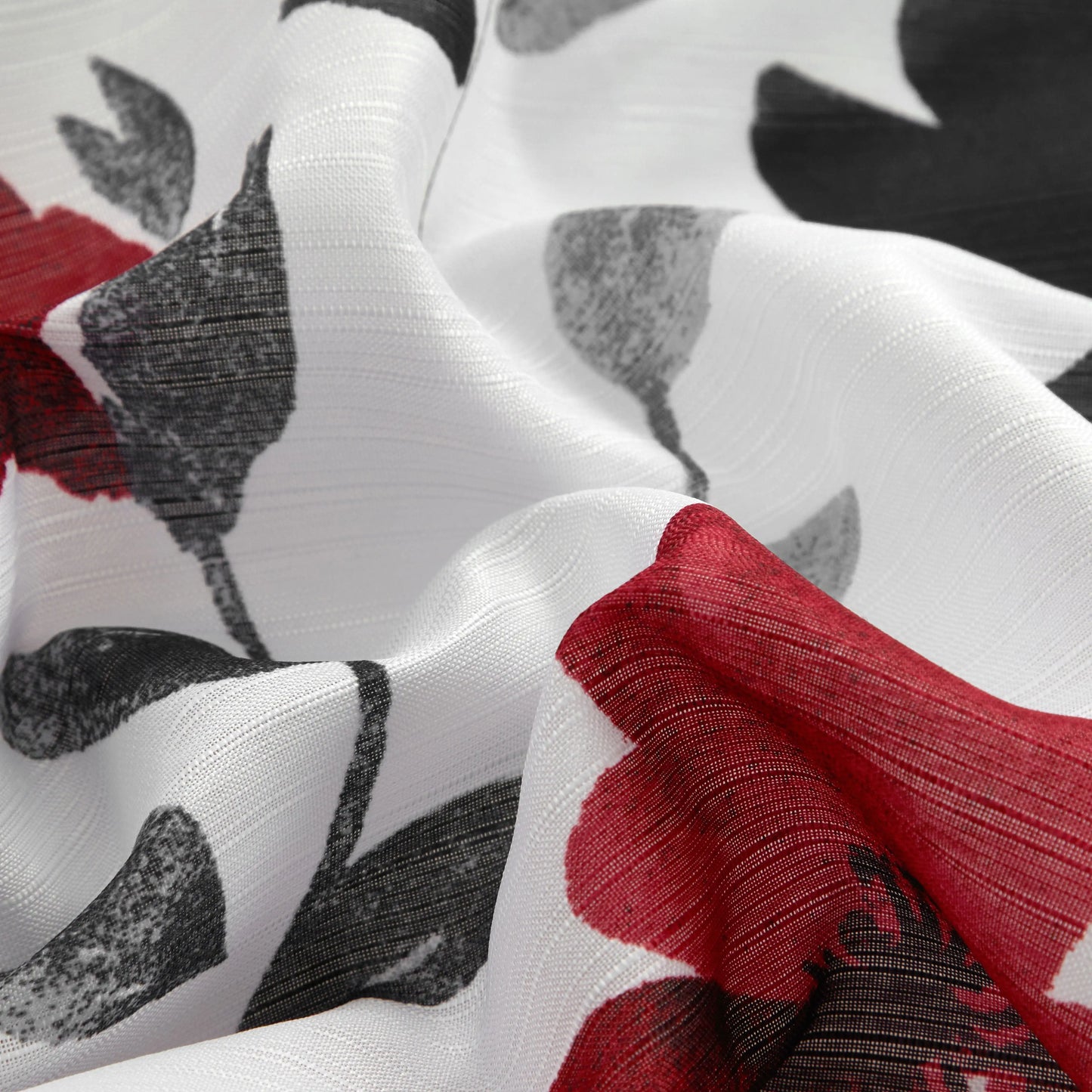 Black Red and Grey Floral Shower Curtain, 72" X 72", Polyester, shower curtain , curtain