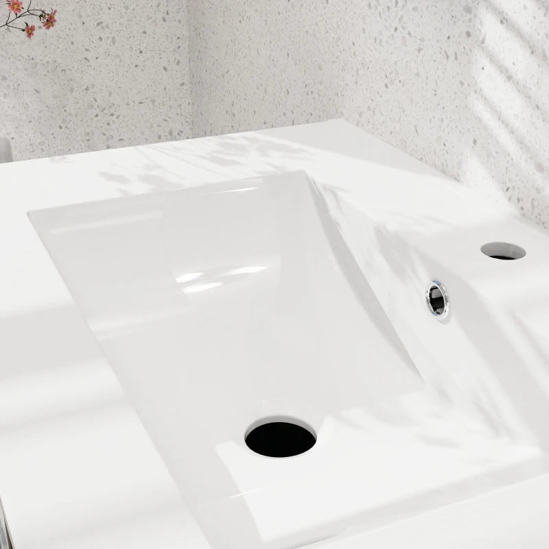 Goodyo 24 Ceramic Wash Sink Drop in for Bathroom Cabinets, White